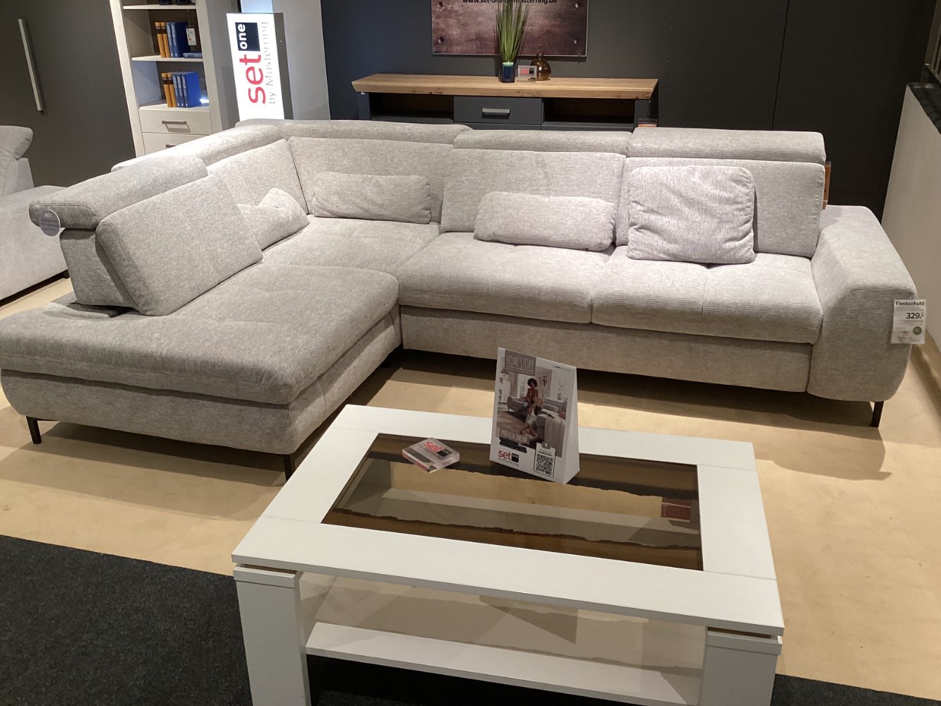 Möbel, MR, Ecksofa S0 3400, 220x314cm ca, Webstoff Silber, XXXLut