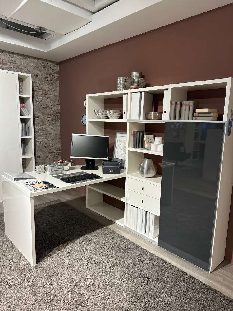 JW Homeoffice Kombination Hochglanz Weiß & Grau ⚡️Sparpreis⚡️