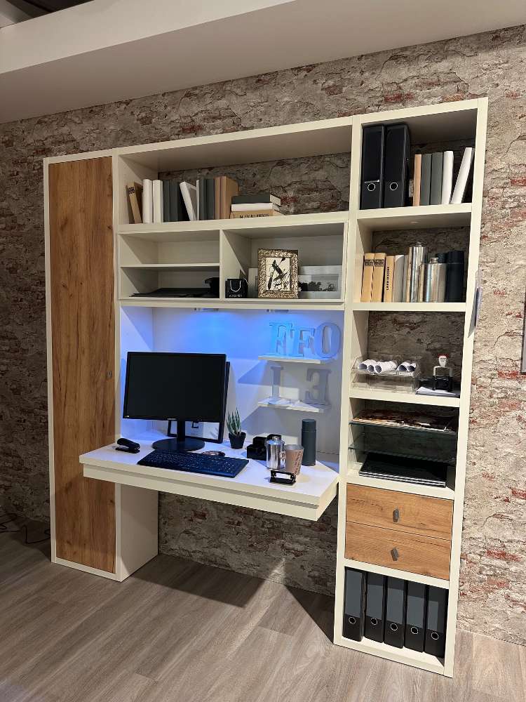 JW Homeoffice Kombination Lack Weiß/wildeiche ⚡️Sparpreis⚡️