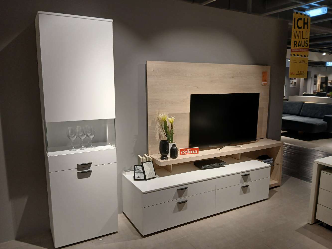 Wohnwand, Nobilia, Meed, 300x200x59cm, Weiss /Eiche, XXXLutz