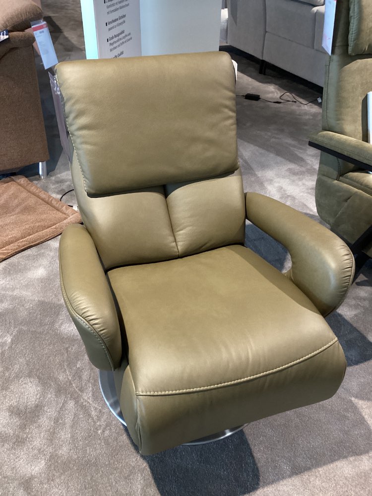 TV-SESSEL / Lederbezug olive