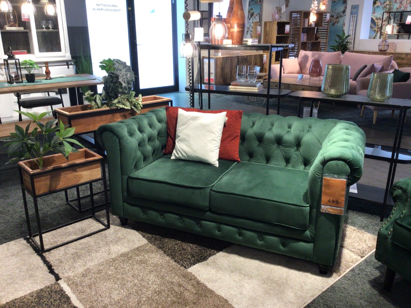 Möbel 2 Sitzer Chesterfield Modell Charles Stoff Grün XXXLutz