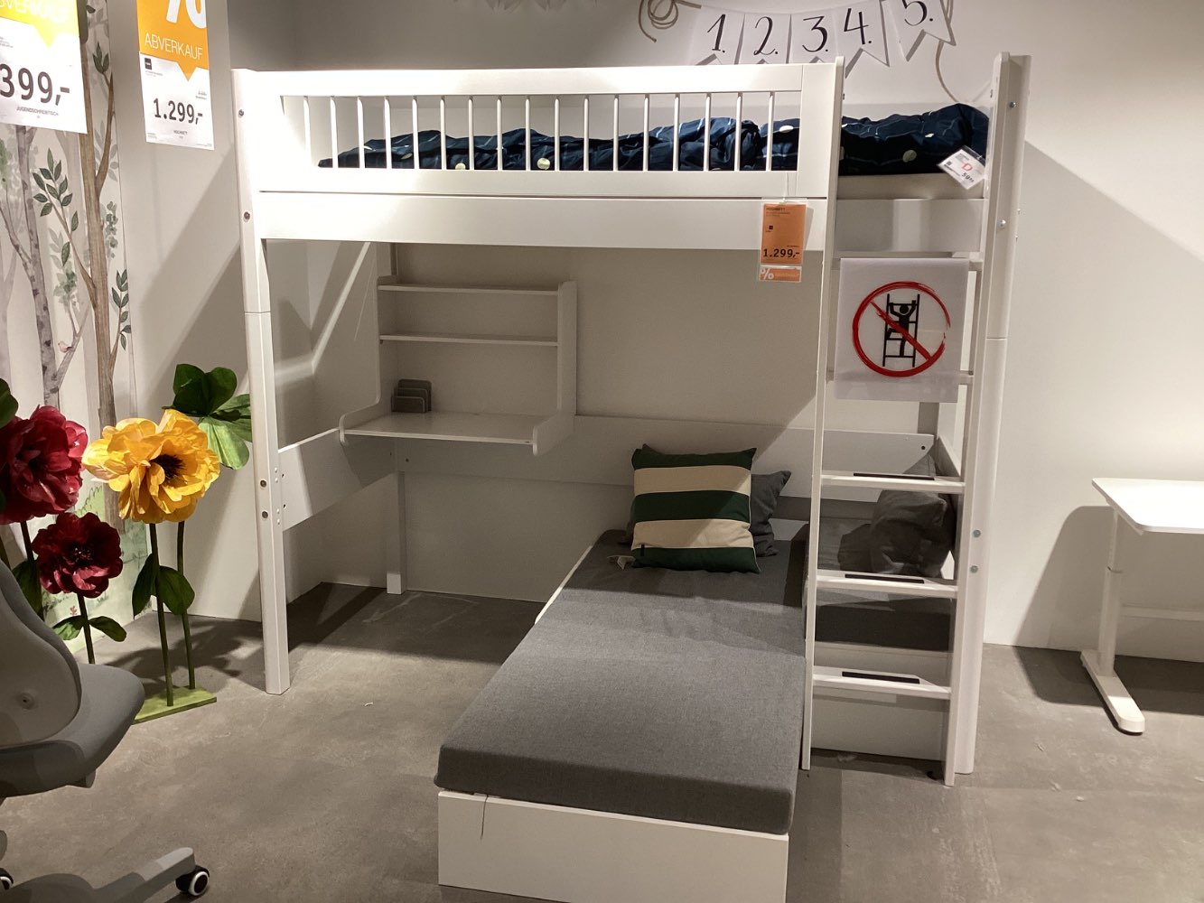 Möbel, Hochbett White, Flexa, Lgf. Ca. 90x200cm, Weiß