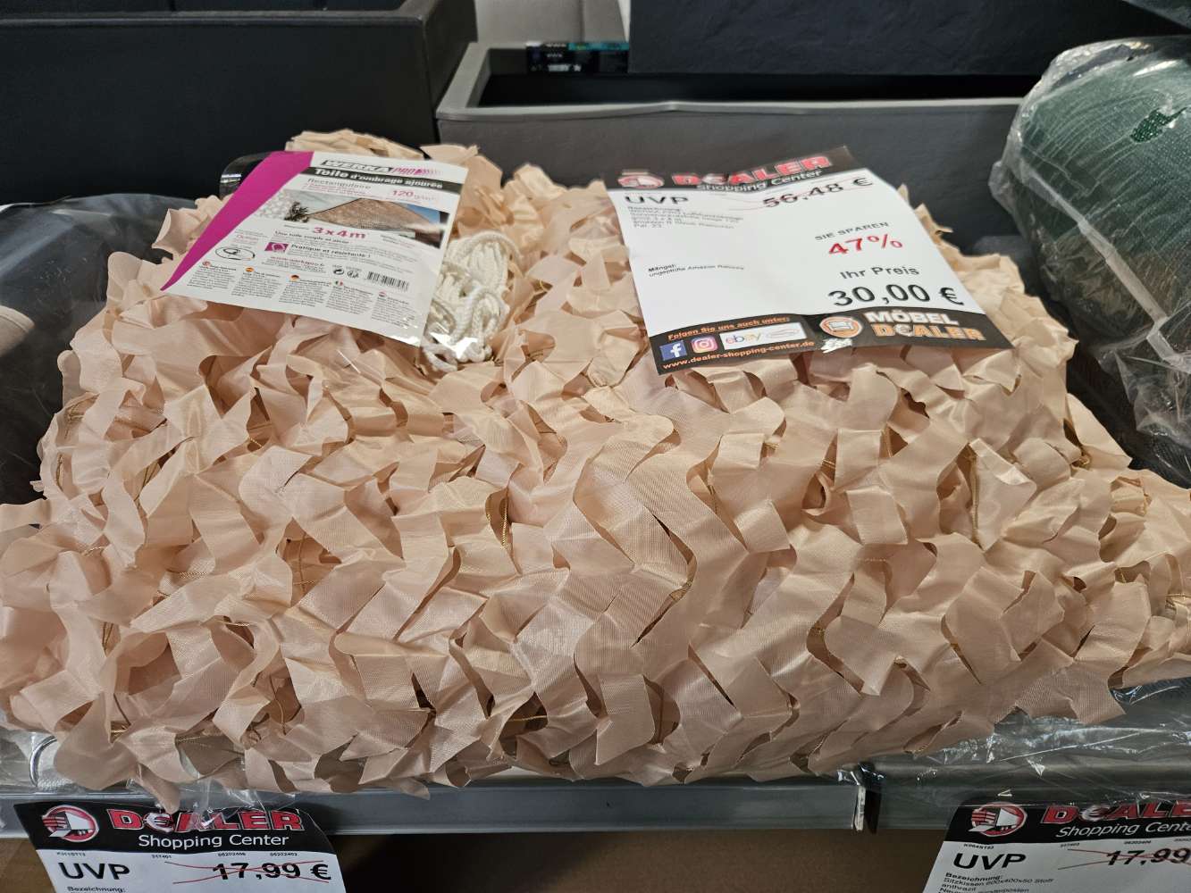 Werka Pro Luftdurchlässige Sonnenschutzfolie beige 3x4m statt 56€