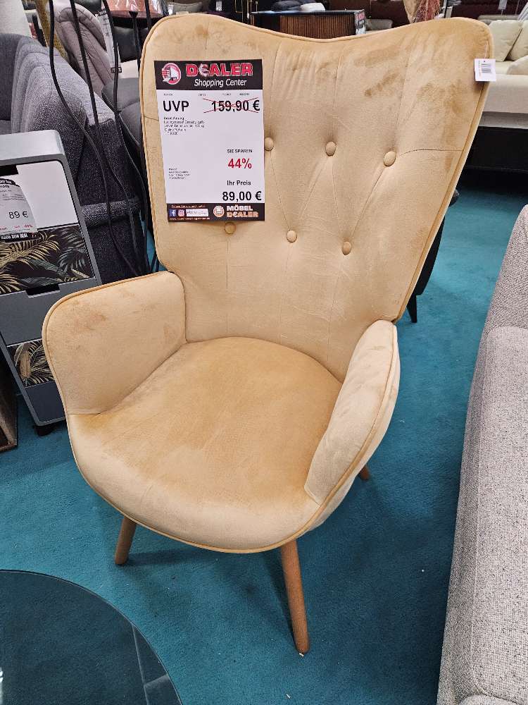 Loungesessel Cassidy Gelb Velvet statt 159,90€