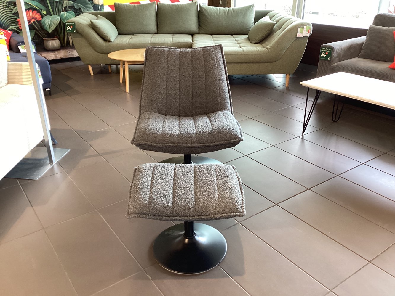 Sessel-Set „Donna“, Stoffbezug grau, inkl. Hocker