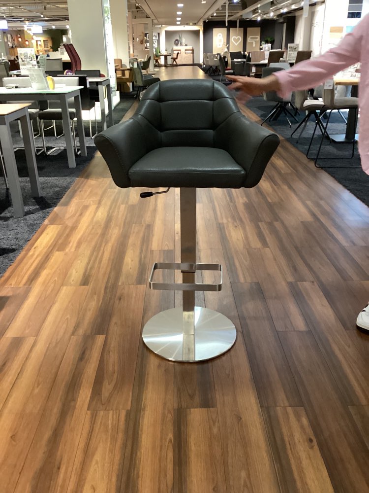 Barhocker „Rialto“, Lederlook Grau, Höhenverstellbar, Einzelstück