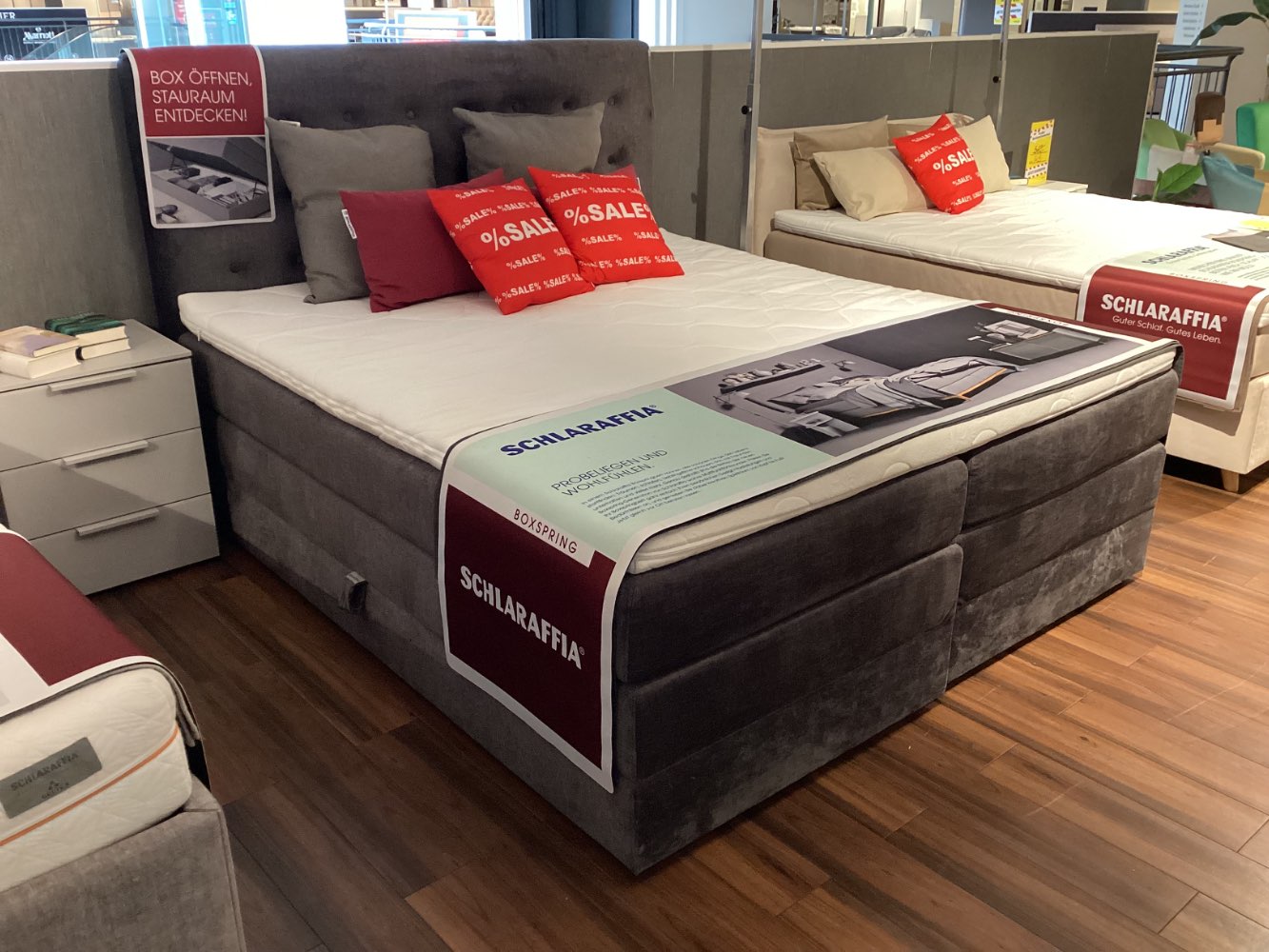 Doppelbett „Nottingham“, Orig. Schlaraffia,Stauraum,Bultex-Topper