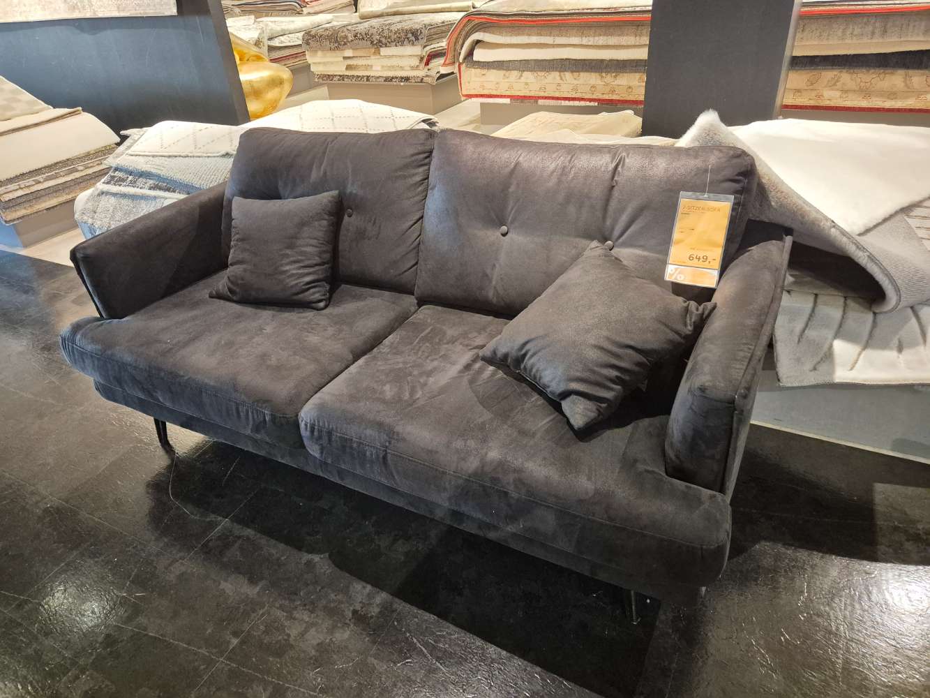 2-Sitzer Sofa Microfaser Anthrazit, Schwarz XXXLutz Fellbach