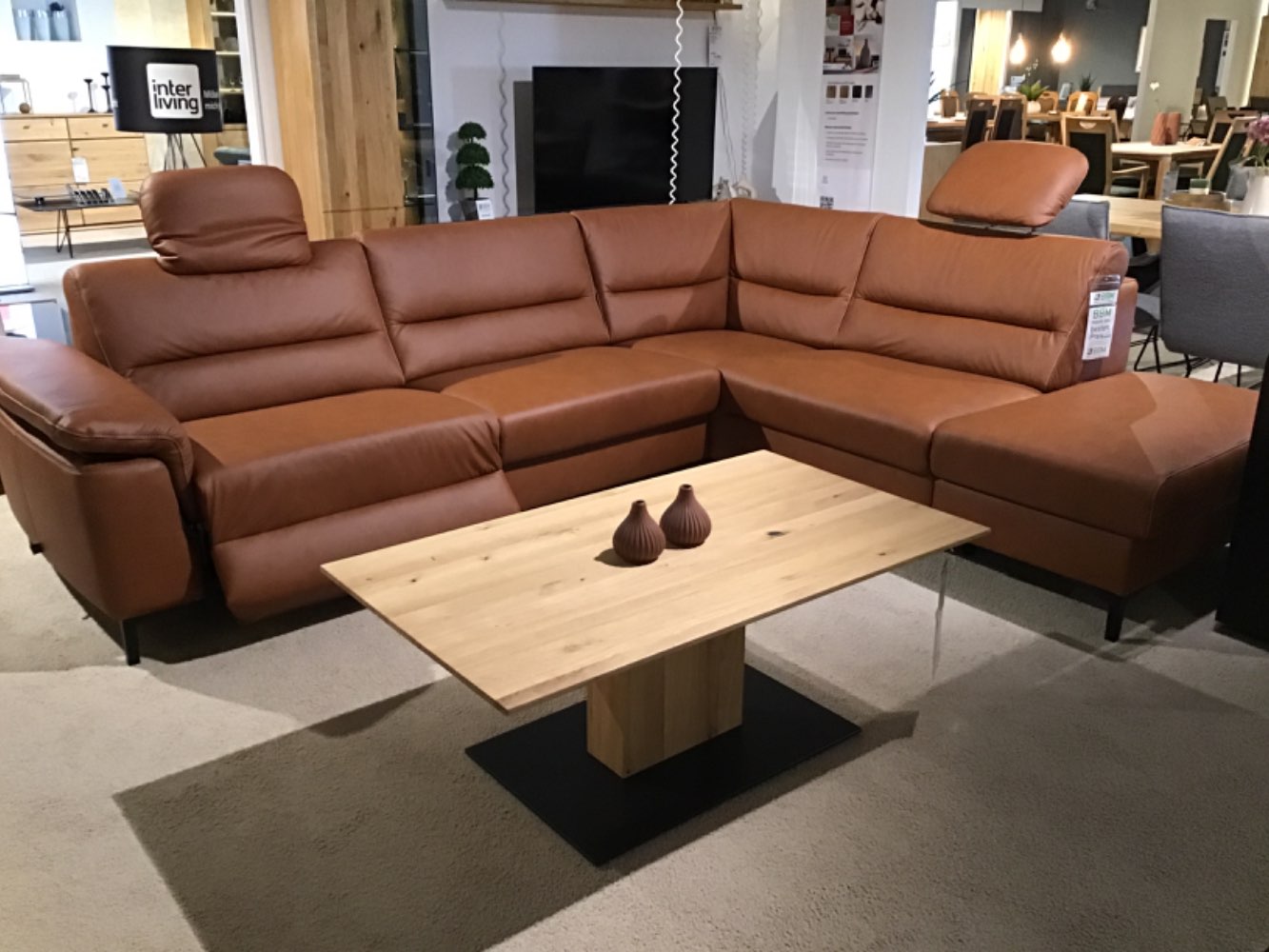 IL4355 Echte Ledergarnitur mit Relaxfunktion und Ziernähten