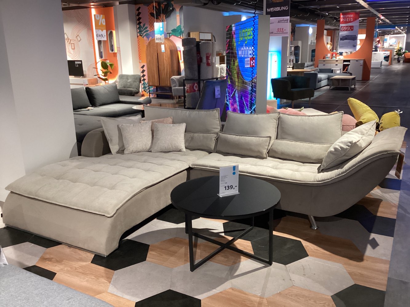 Möbel, Ecksofa Rollo, HOM´IN, Schenkel ca. 220x300cm, Beige