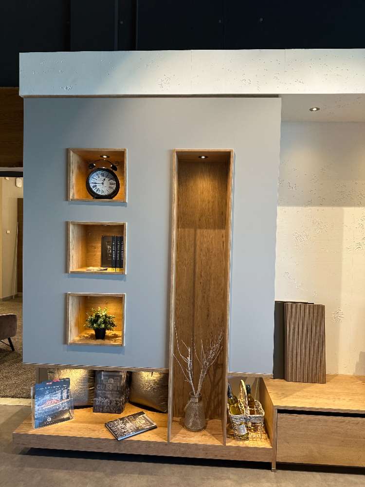 Nobilia Wohwand aus Küchenmöbel im Asteiche-Look