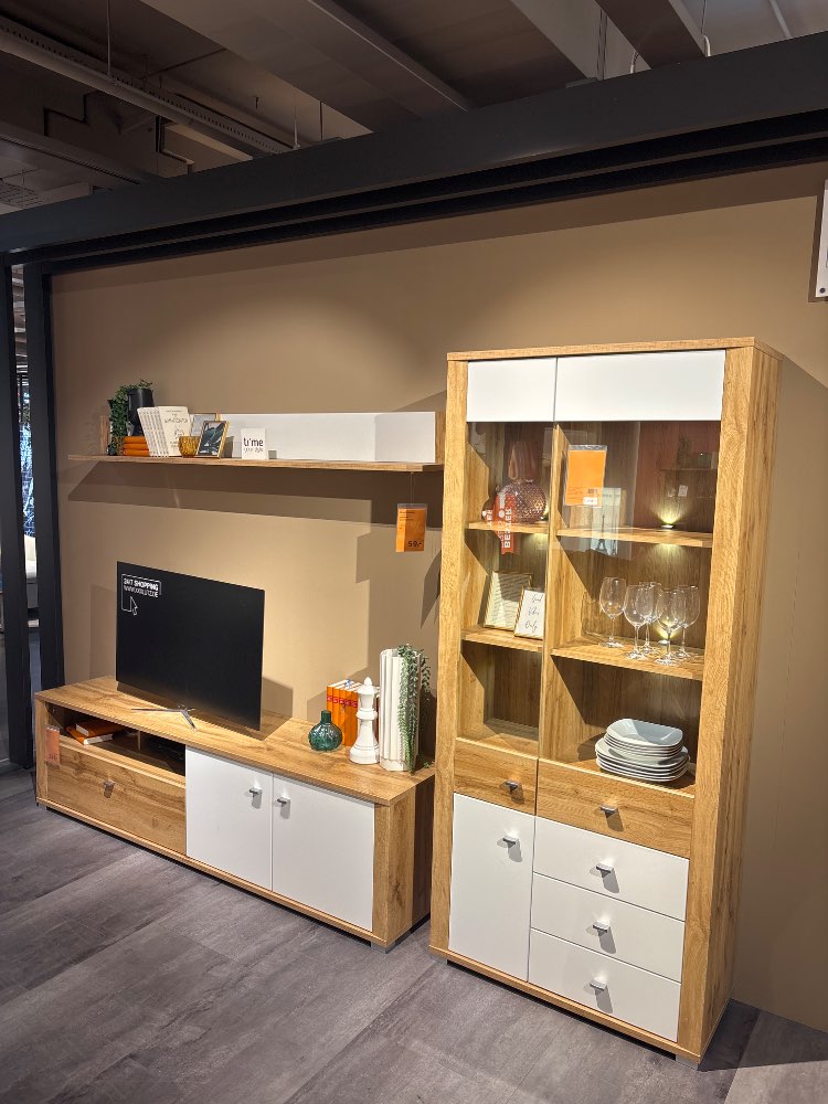 Möbel, Wohnwand, Eichefarben, Weiß, XXXLutz