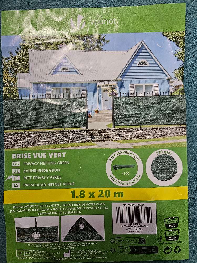 VOUNOT Zaunblende Sichtschutz 1,80x20m statt 79,99€