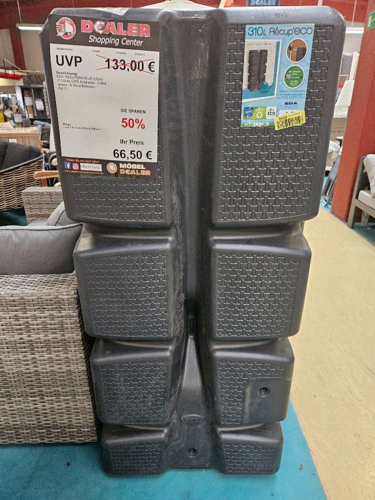 EDA Wassertank Regenfass 310 Liter Anthrazit  statt 133€