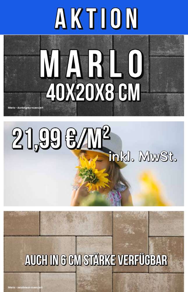 Marlo Rechteckpflaster 40x20x8 cm versch. Farben (1.Wahl)