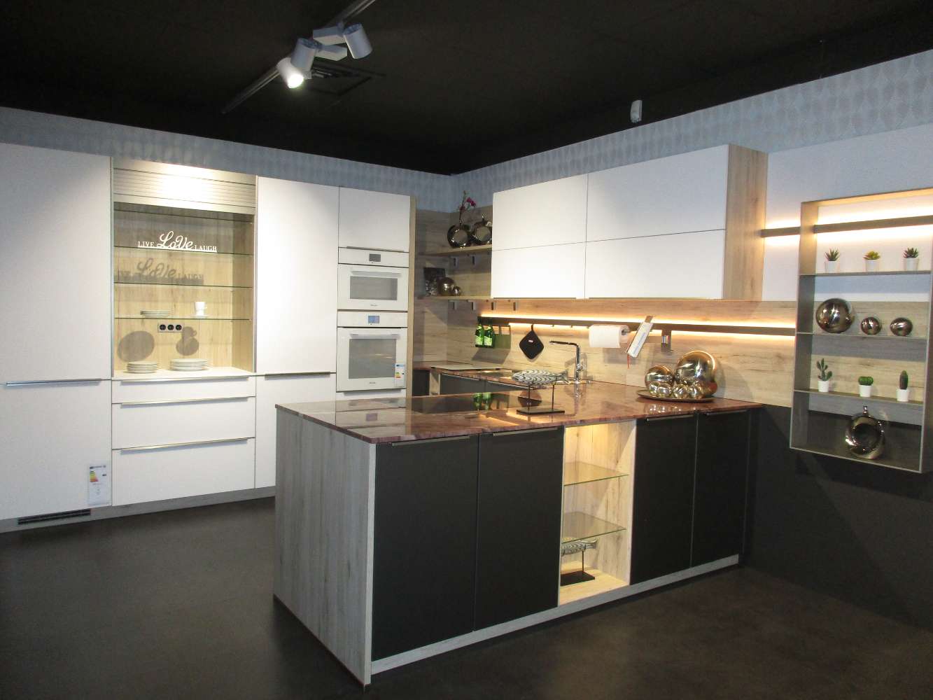 Nobilia Artis Küche Weiß Eiche San Remo NB inkl. Dampfgarer