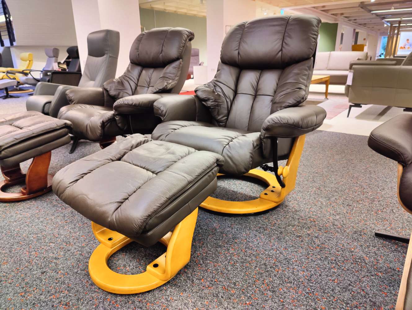 Relaxsessel inkl. Hocker – TV-Sessel – Fernsehsessel – Leder