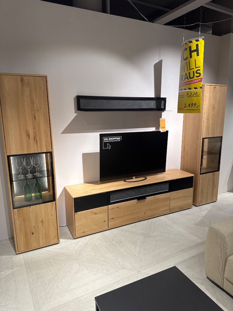 Möbel, Wohnwand Nakuri, Linea Natura, Eiche Bianco, 320cm XXXLutz