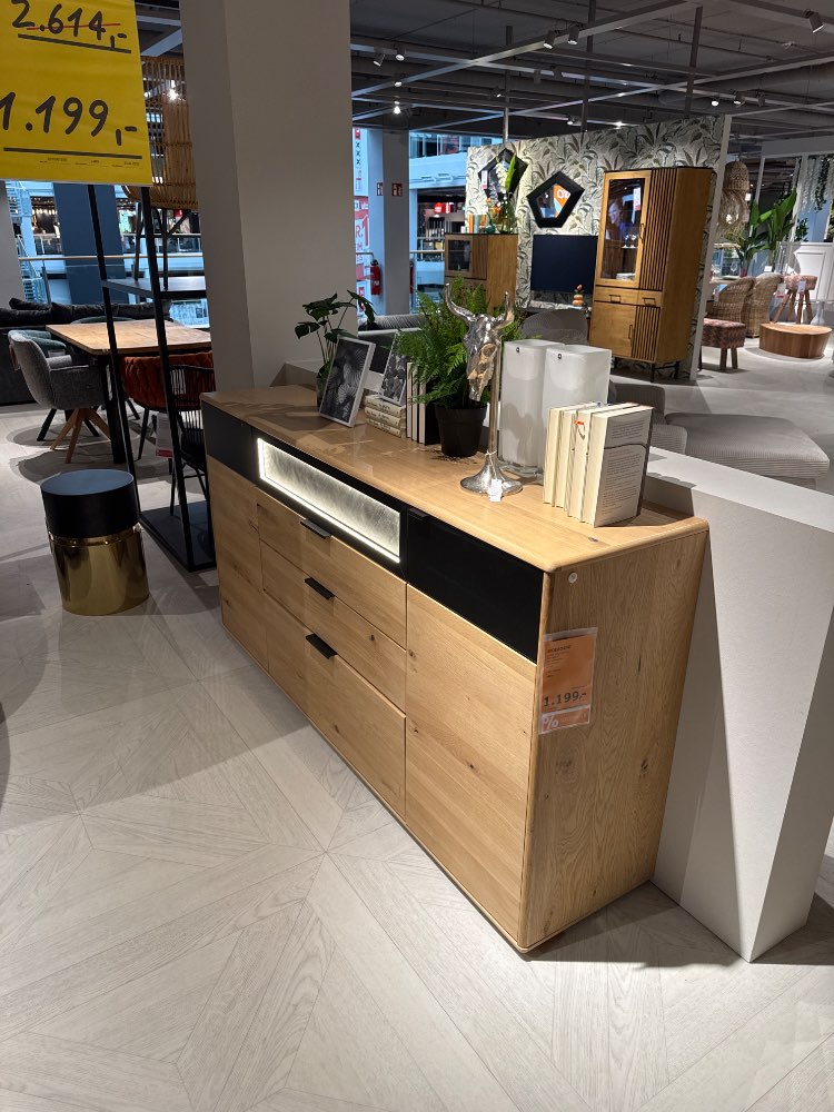 Möbel, Sideboard Nakuri, Linea Natura, Eiche Bianco, 185cm, XXXL