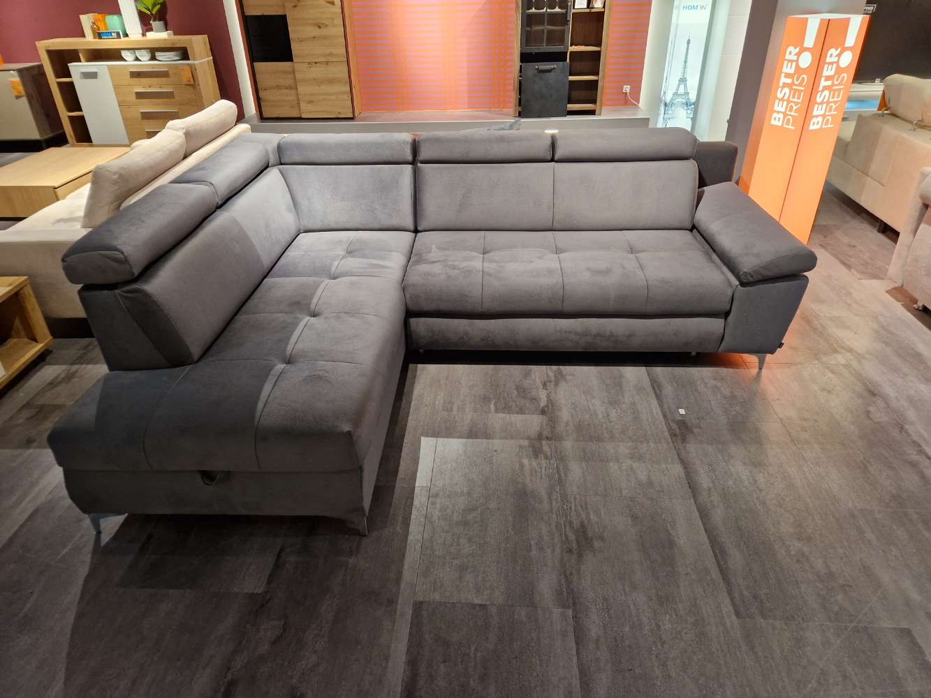 Möbel-Ecksofa-Samtstoff dunkelgrau-XXXLutz