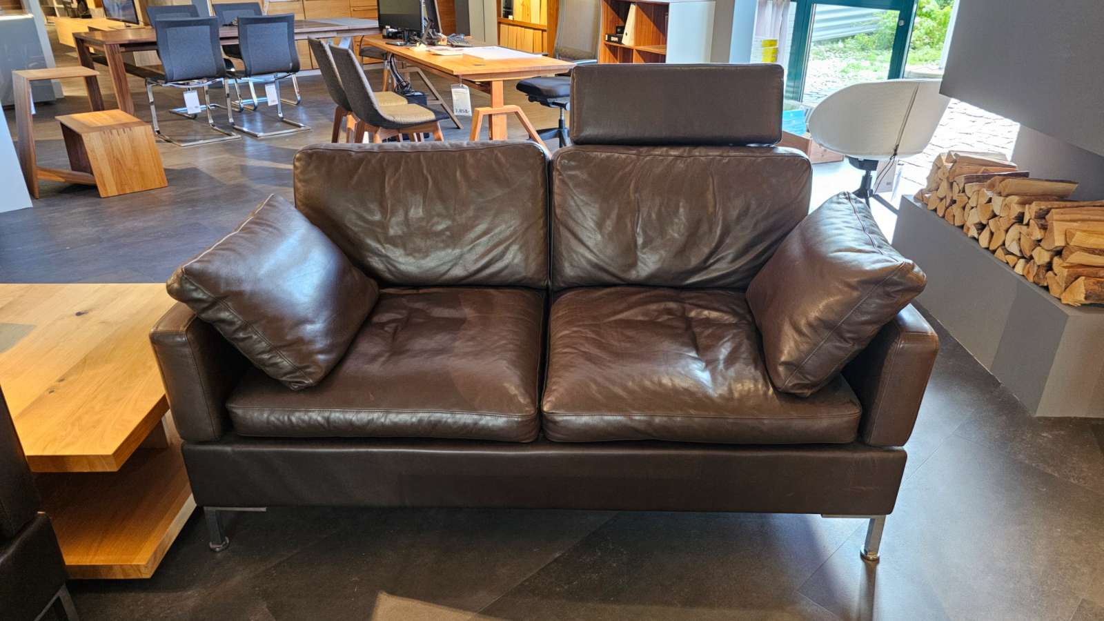 Möbel, Brühl 2-sitzer Sofa Alba in Leder dunkelbraun