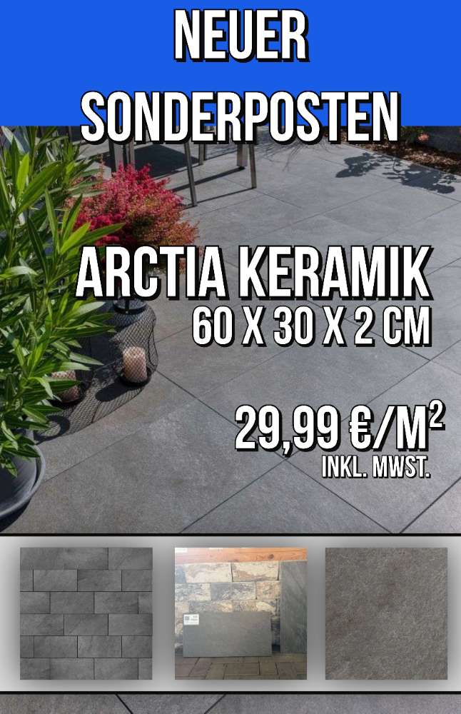 Arctia Keramik 60x30x2 cm anthrazit meliert (Restposten)