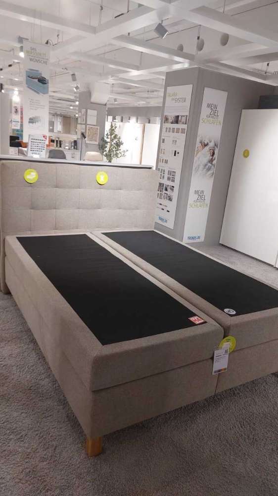 Boxspringbett, beige, Liegefläche 160×200 cm
