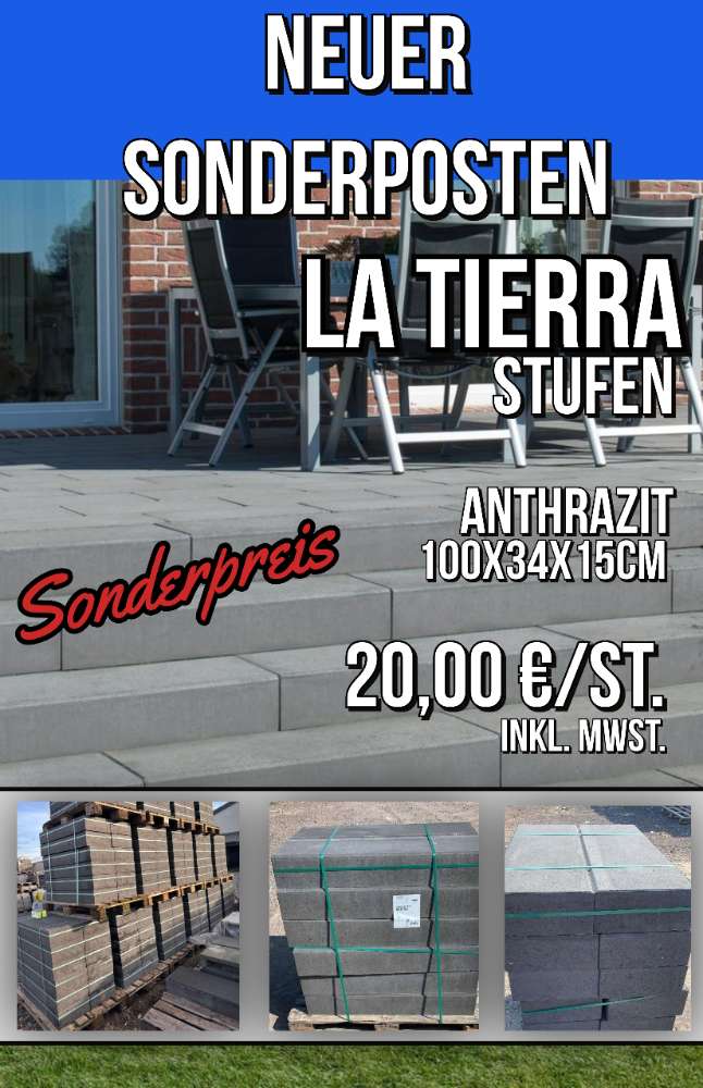 La Tierra Blockstufen 100x34x15 cm anthrazit (2.Wahl)