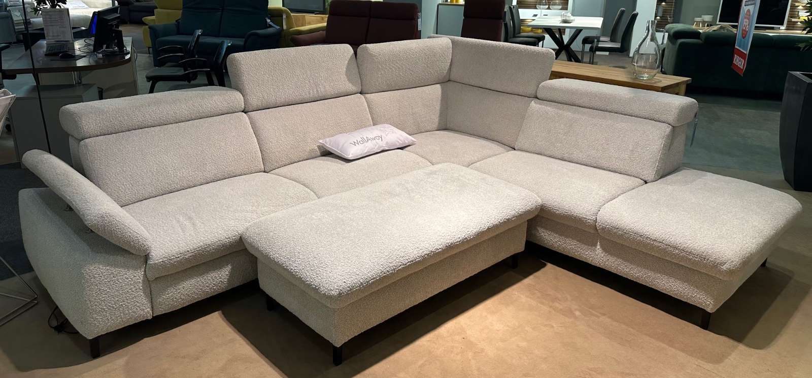 Polstergarnitur mit Hocker Federkern silver ⚡️Sparpreis⚡️