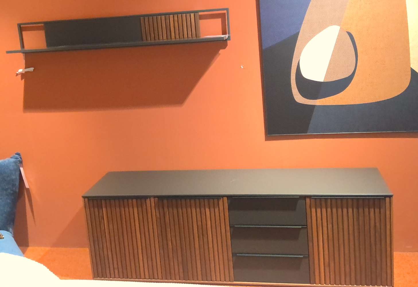 Wohnwand, Nussbaum massiv