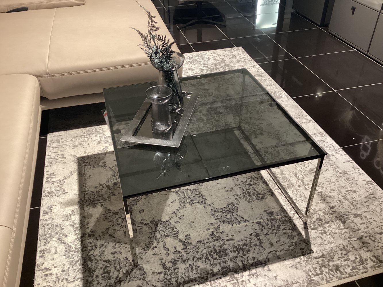 Couchtisch 96J „8195“, Orig. Joop!, Glasplatte Spionspiegel