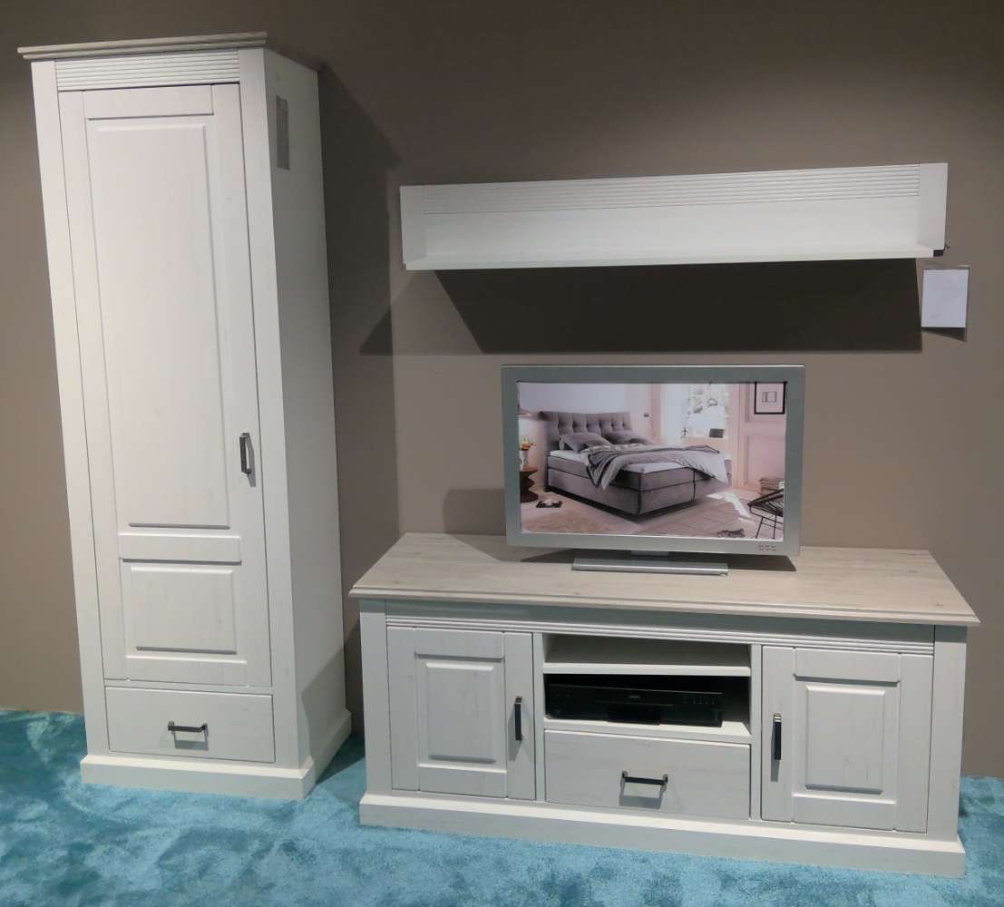 Wohnwand, Pinie weiß, ca. 69×204 cm