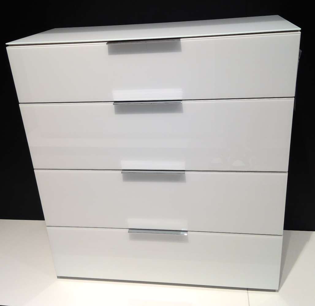 Kommode „Trend“, Glas, weiß, 4 Schubladen