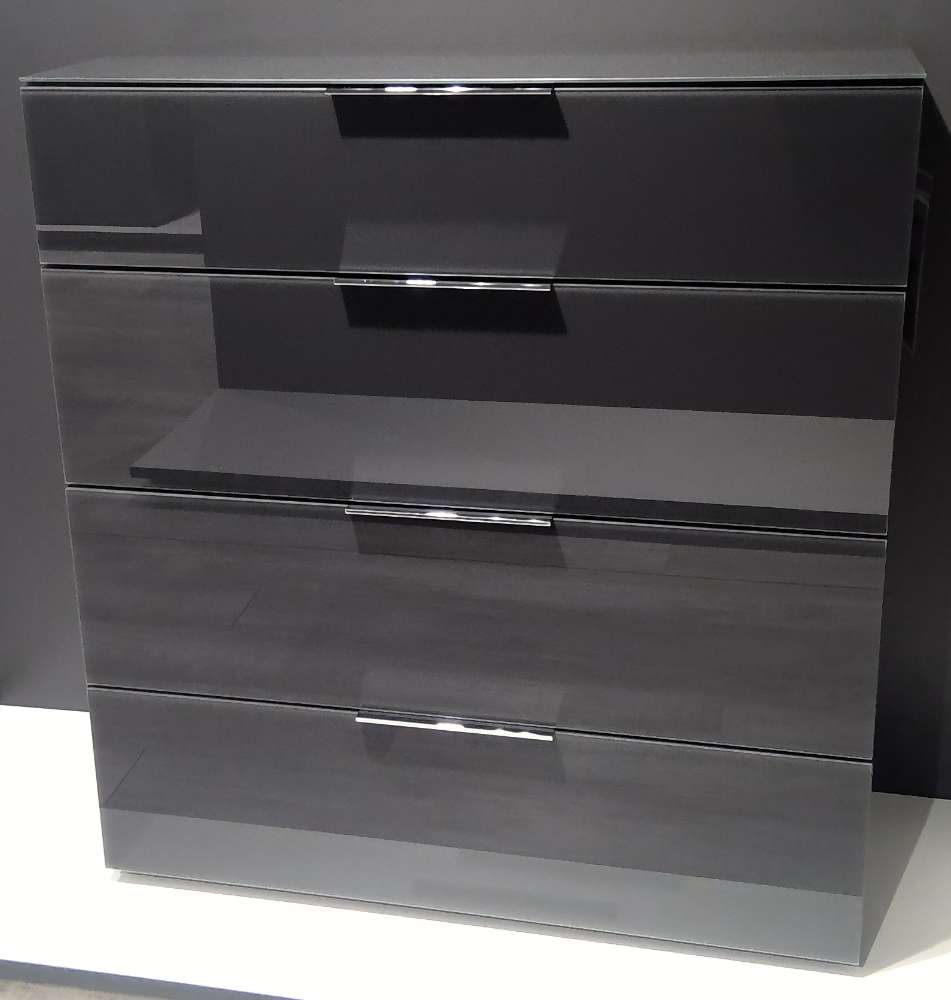 Kommode „Trend“, Glas, anthrazit, 4 Schubladen