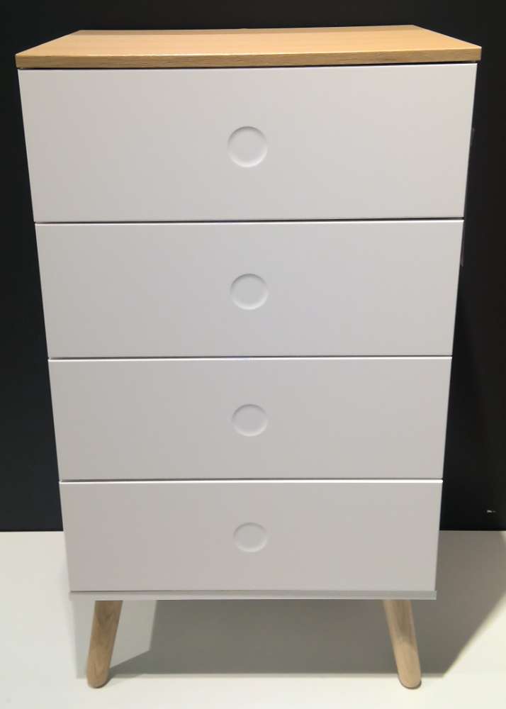 Tenzo Kommode „Dot“, weiß/Eiche, 4 Schubladen