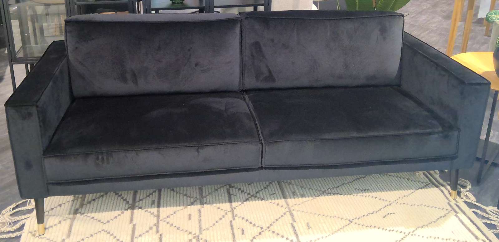 Jakobsen Home 3-er Sofa, leger, schwarz, ca. 204 cm