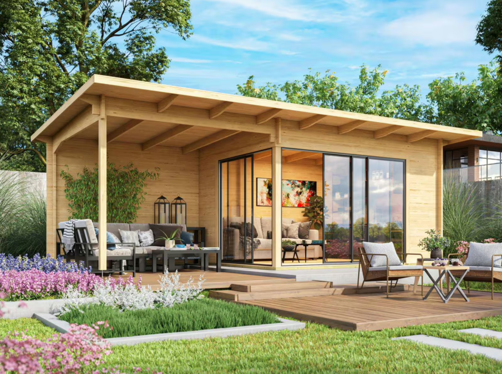 Modernes Gartenhaus mit Terrasse