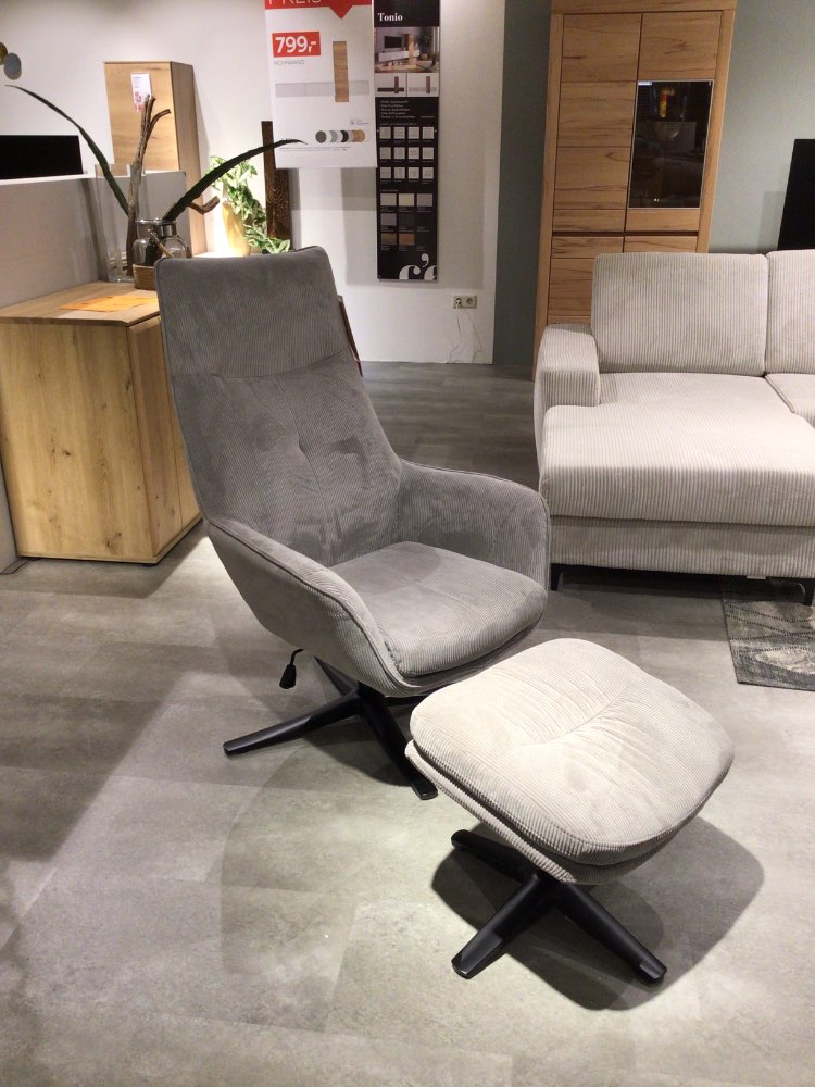 Möbel Relaxsessel Jakob Cord grau inkl. Hocker XXXLutz Hirschaid