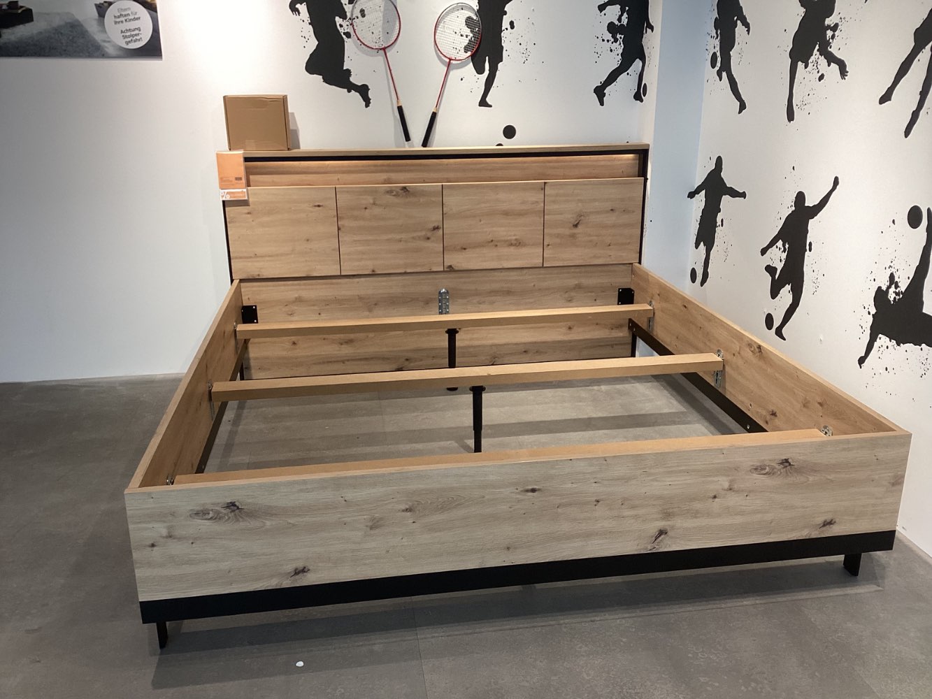 Möbel, Bett, Voleo Edra, 180 x 200 cm , Artisan Eiche , schwarz