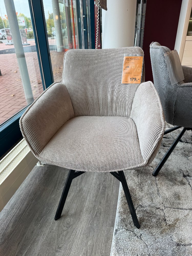 Armlehnstuhl, Carry, ca. 60cm, Niehoff Cord Ecru, XXXLutz