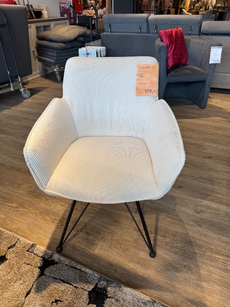 Armlehnstuhl, Carry, ca. 60cm, Niehoff Cord Crea, XXXLutz