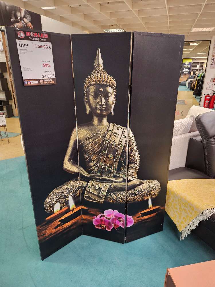 Paravent Buddha mot LED Raumteiler statt 59,99€