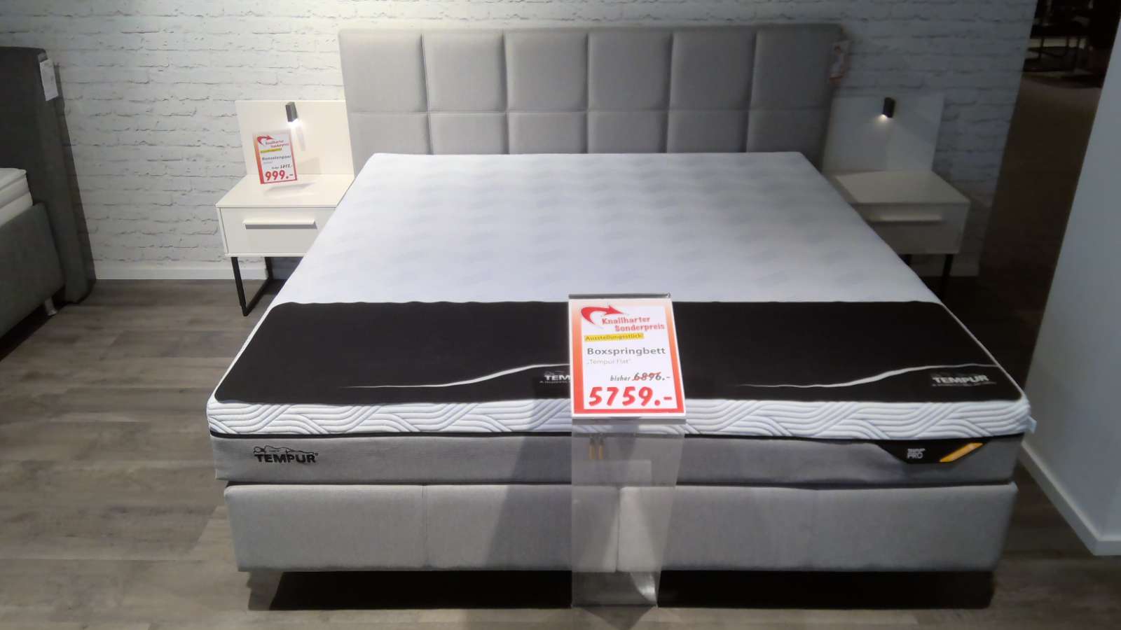 Tempur Boxspringbett Flat, grau, ca. 180×200 cm