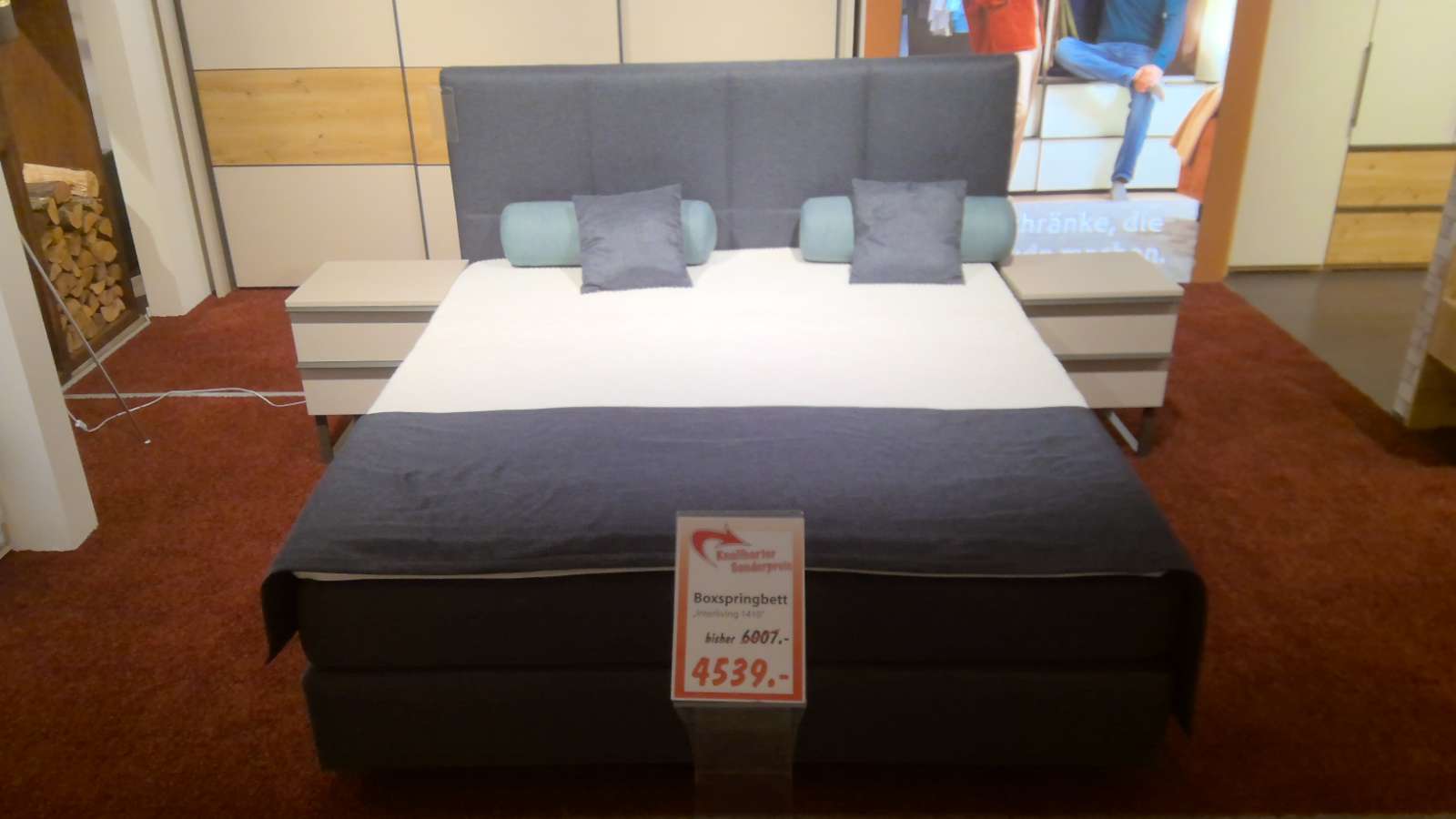 Interliving Boxspringbett 1410, ca. 180×200 cm, grau-blau