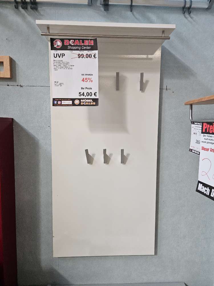 Garderobenpaneel Danu Weiß glanz statt 99€