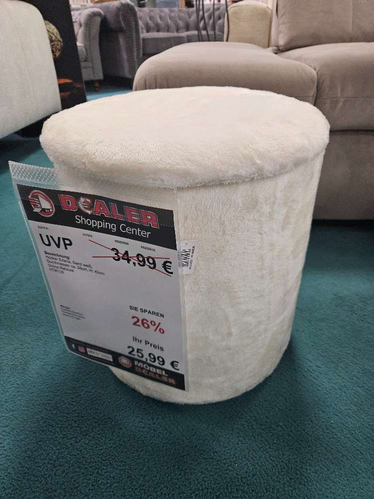 Hocker Erlana Samt Weiß statt 34,99€