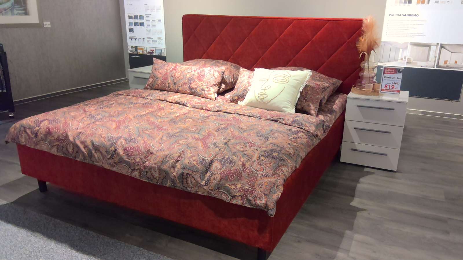 WK Polsterbett 113 Camea, rot, ca. 180×200 cm