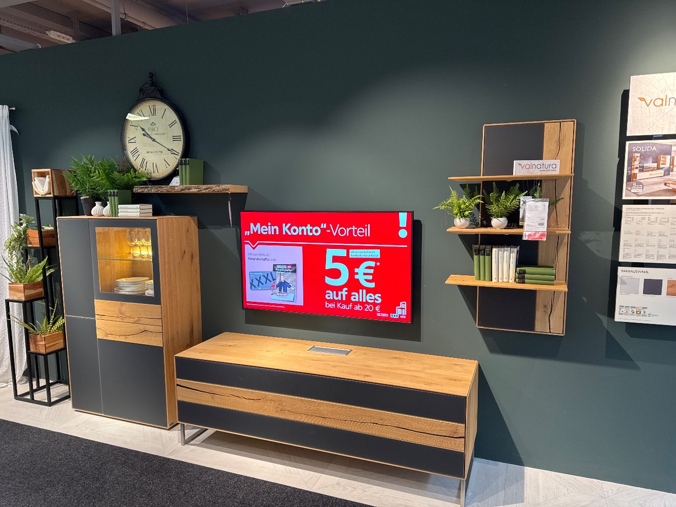 Möbel, Wohnwand Solida, Valnatura, Eiche Massiv, 341cm, XXXLutz