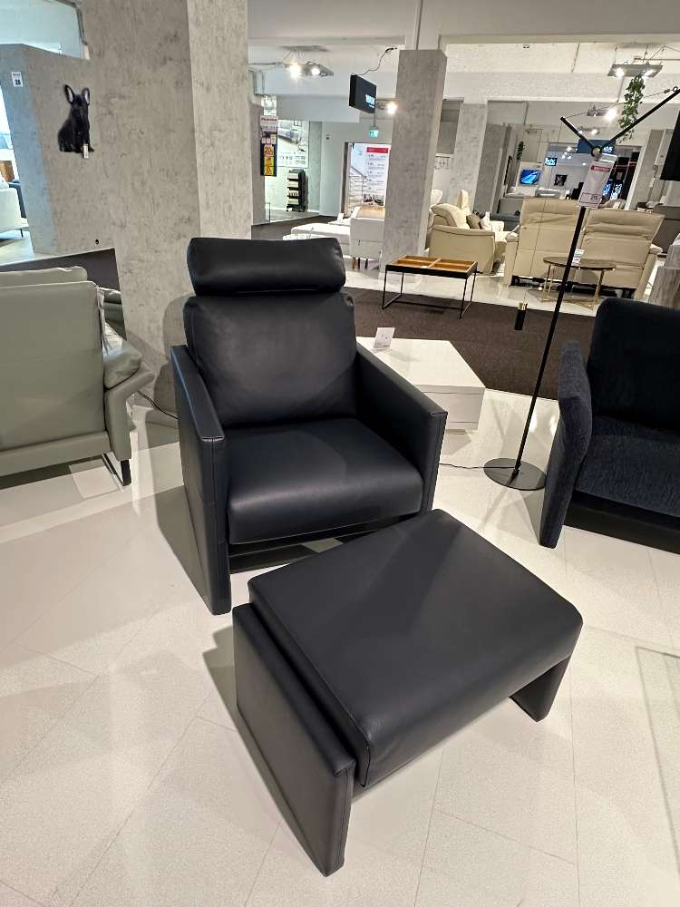 Leder Sessel mit Hocker von Erpo